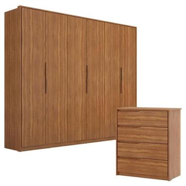Imagem de Guarda Roupa Casal Atrice e Cômoda Atria Amêndola - Demartêz - DEMARTE