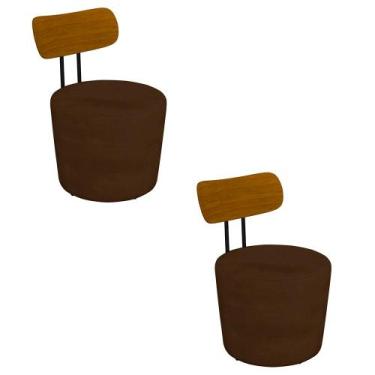 Imagem de Kit 2 Poltronas Decorativas Addams Veludo Marrom G45 - Gran Belo