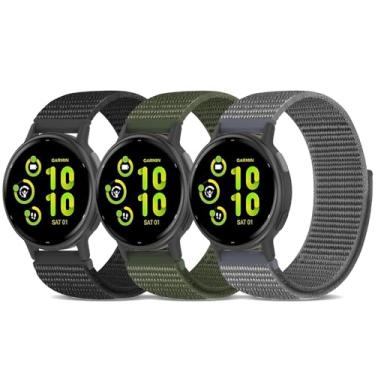 Imagem de Pulseira de nylon compatível com Garmin Venu 4 de 41 mm/3S/2S/Vivoactive 4S/Move 3S, pulseira de substituição Farbic Sport ajustável para forerunner 265S/255S/Fossil Gen 6/5E 42 mm, preto, azul, cinza