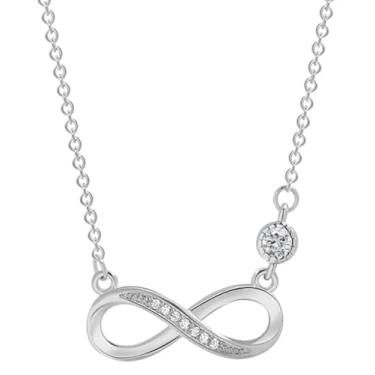 Imagem de Colar Infinito com Zircônia, Pingente Símbolo do Infinito, Corrente Delicada, Disponível em Prata
