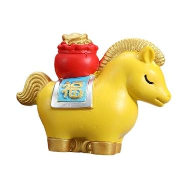 Imagem de predolo Estatueta de Cavalo para Mesa, Escultura Decorativa em Resina, Presente de Ano, Estátua de Animal para Quarto, Estante, Carro ou Hotel, Amarelo