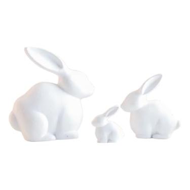 Imagem de BLWOTMOR Conjunto de 3 Estatuetas de Coelhos Da Páscoa para Mesa, Decoração Rústica de Páscoa, Esculturas de Animais para Lareira Ou Prateleira Da Sala de Esta
