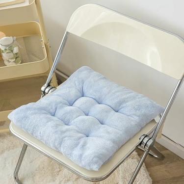 Imagem de Almofadas quadradas para assento, almofada macia de veludo para cadeira com amarras, almofada capitonê para cadeiras de cozinha, sala de jantar e escritório.