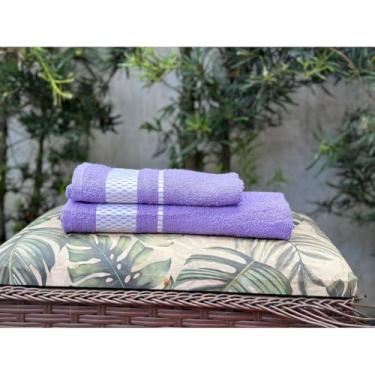 Imagem de Kit 2 Toalhas Banho e Rosto Grandes 100% Algodão Macias Absorventes Secagem Rápida para Uso Diário (LILÁS)