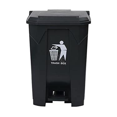 Imagem de pcagfaajmh Caixotes de lixo retangular de plástico/lixeira de 6,6 galões Lixeira de cozinha com tampa para facilitar a limpeza para lata de lixo de cozinha interna ou externa (cor: cinza) (cinza)