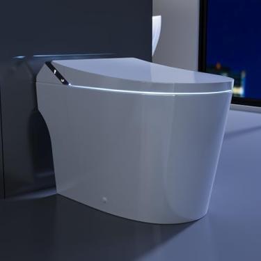 Imagem de DeerValley Banheiro inteligente com bidê embutido vaso sanitário de uma peça com proteção de espuma de lavagem de bolhas bomba assistida secador de assento aquecido desodorizante automático ADA altura