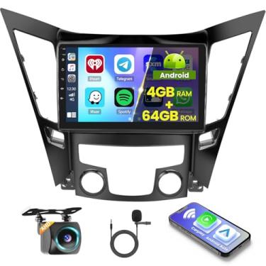 Imagem de Fuluku 【4 + 64 GB】DIN duplo para Hyundai Sonata 2010-2014 Android Car Stereo 22.9 cm tela sensível ao toque com carplay sem fio, Android Auto, kit de painel de rádio, navegação GPS, WiFi, Bluetooth