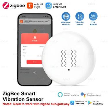 Imagem de Sensor De Vibração Inteligente Tuya Zigbee Alarme De Movimento E Choqu