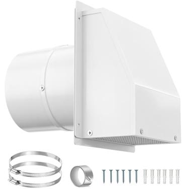 Imagem de Exaustor de ventilação de parede de 30,5 cm, tampa de ventilação do secador com tela e amortecedor, ventilação de parede com capuz externo de aço galvanizado para secador, banheiro, instalações