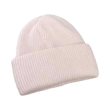 Imagem de Gorro Feminino De Inverno Em Tricô Com Pelo De Coelho, Grosso, Quente 