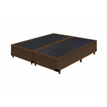 Imagem de Base Cama Box Casal Suede Marrom Bipartido 138X188X40