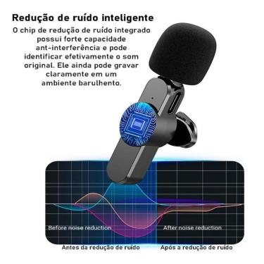 Imagem de Microfone Lapela Duplo Sem Fio 2.4Ghz Compatível Android Galaxy Usb-C Type C