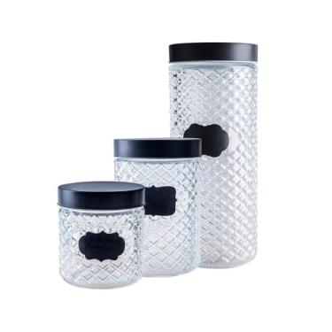 Imagem de Conjunto 3 Potes de Vidro Redondos com Tampa de Metal – Kit Organização para Mantimentos (800ml/1200ml/2200ml)