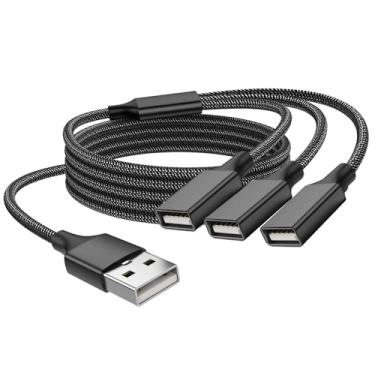 Imagem de Divisor USB 1 entrada 3 saídas (1 m), divisor em Y USB, adaptador de alimentação de dados e carregador para Mac, Xbox One Series X/S, celular, PS5, laptop (não para monitor)