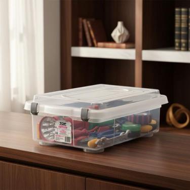 Imagem de Organizador Baixo Cristal 8,6L Com Travas Empilhável Sanremo