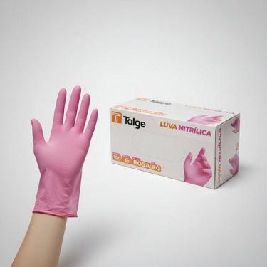 Imagem de Luva Nitrílica Rosa Descartável Sem Pó C/ 100 Talge, Rosa, G