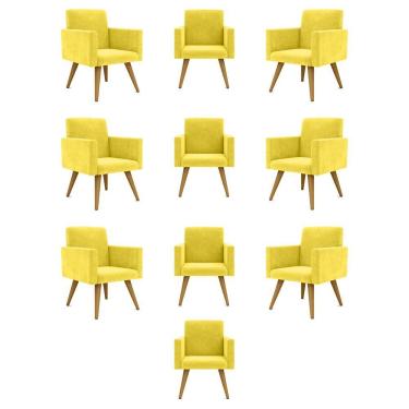 Imagem de Kit 10 Cadeiras Poltronas Decorativa - Escritório - Recepção Cor:amarelo