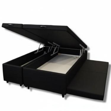 Imagem de Cama Box Bau Queen Bipartido c/ Cama Auxiliar Suede 47x158x198 - Santo