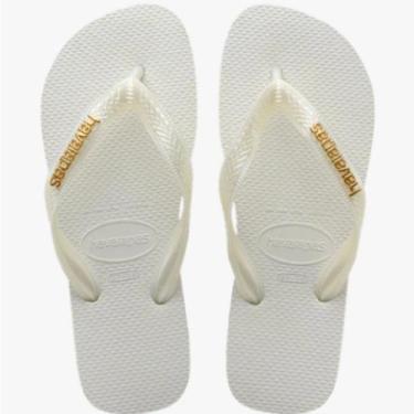 Imagem de Chinelo Feminino Top Logo Metálico Dourado Havainas - Branco - Havaian