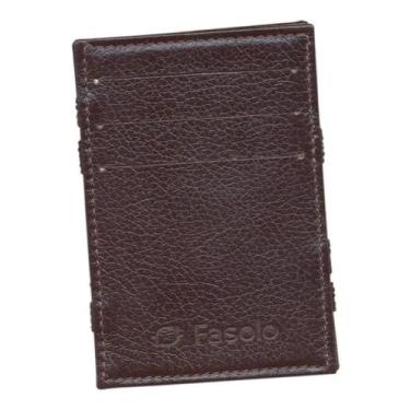 Imagem de CARTEIRA MÁGICA PORTA CARTÃO COURO FASOLO U021 MARROM Cor:MarromTamanh