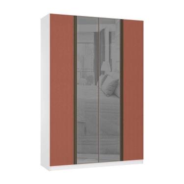 Imagem de Guarda Roupa 4 Portas 3 Gavetas 159,2 Cm Com Vidro Reflecta Prata  Luciane Móveis