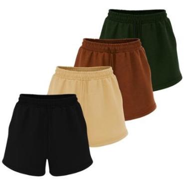 Imagem de Kit 4 Bermudas de Moletinho Masculinas Casuais com Bolsos e Ajuste Confortável-Masculino