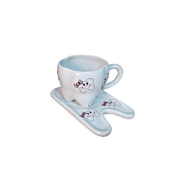 Imagem de Xicara em formato de Dente com Pires Porcelana Dentista - Hp Decor