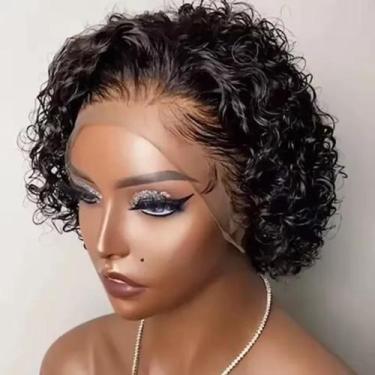 Imagem de Peruca Curta Cacheada Pixie Cut De Cabelo Humano Brasileiro 13x1 Com R
