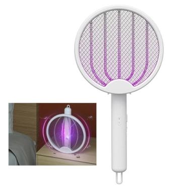 Imagem de Raquete Mata Mosquito Eletrica 4 em 1 Luz UV Automatico Mosca Inseto Pernilongo Armadilha Repelente Mesa Parede Jardim Ar Livre Potente Recarrevagel