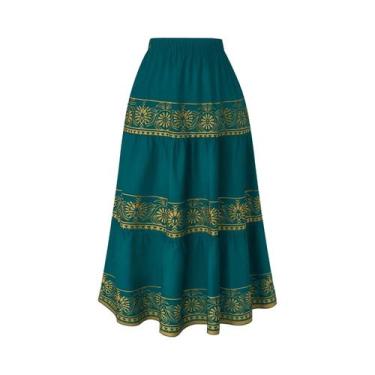 Imagem de Moda feminina plus size adequada para viagens e recreação com saia com