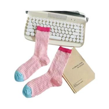 Imagem de Meias Femininas De Cano Médio a Curto, 4 a 8 Pares, Cor Sólida, Estilo