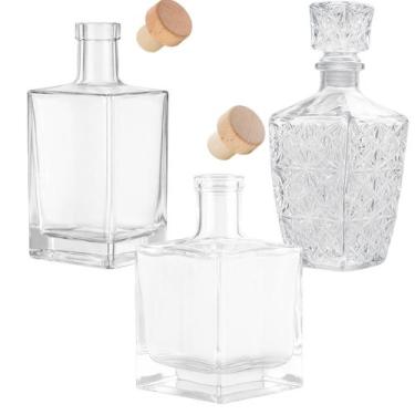 Imagem de Kit 3 Garrafas Vidro 500 ML Luxo Whisky Licor Casa Decoração - Casa16