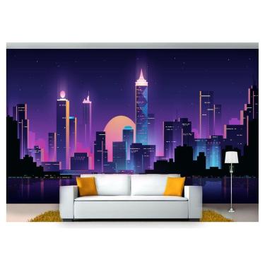 Imagem de Papel De Parede Cidade Prédios Retrô Wave 3D 6M² Ncd232