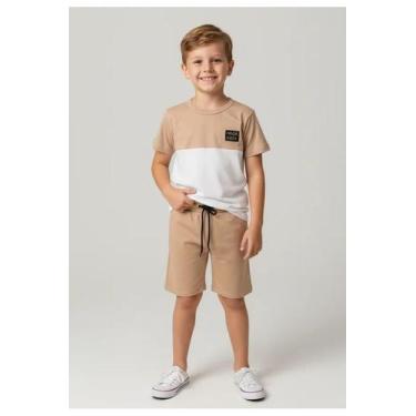 Imagem de Conjunto Infantil Masculino Verão Mega Kids Bege, 2