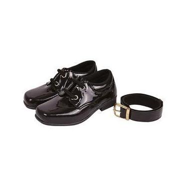Imagem de Sapato Social Infantil Cadarço Verniz com Cinto Preto 28 ao 32 - Ranie