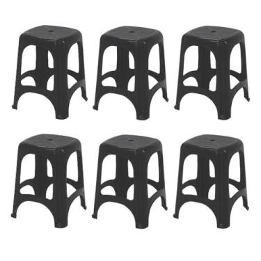 Imagem de Conjunto de Banquetas de Plástico 6 Peças Tramontina Niterói, PRETO