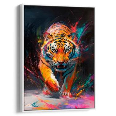 Imagem de Quadro decorativo Caminhar do Tigre - Art Canvas, 60 x 40 cm, Branco