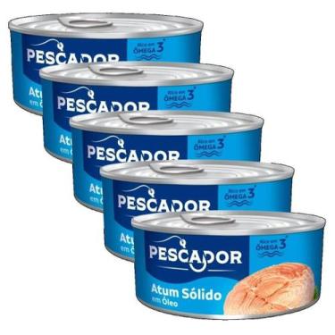 Imagem de 5 Atum Conserva Pescador Solido Oleo Lata 140G Drenado 98G