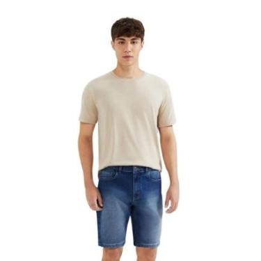 Imagem de Bermuda Hering Jeans Masculina Reta Com Elastano Azul-Masculino