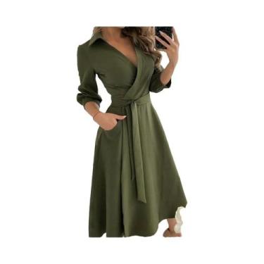 Imagem de Vestido Feminino Com Estampa Boêmia, Decote Em V, Manga Morcego, Estam