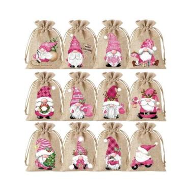 Imagem de 12 Peças De Sacos De Presente De Linho Com Cordão De 13x18cm Para Nata