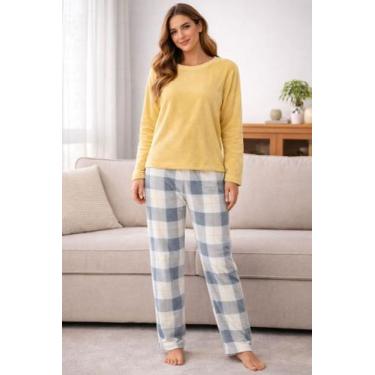 Imagem de Pijama De Plush Frio Inverno Quentinho Adulto Envio Imediato FLEECE PU