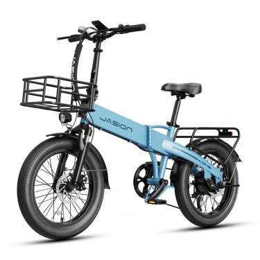 Imagem de Bicicleta Elétrica Dobrável Jasion EB6 Azul 1000W Bateria Embutida Removível 48V 375Wh...