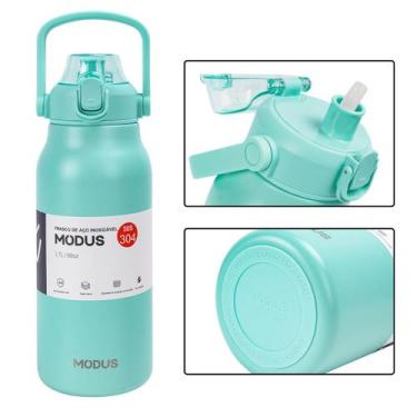 Imagem de Garrafa Térmica Parede Dupla Com Canudo e Trava Aço Inox 1700ml Café S