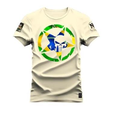 Imagem de Camiseta Plus Size Estampada Algodão Unissex Brasão Brasil-Unissex