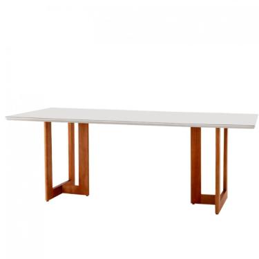 Imagem de Mesa para Sala de Jantar Patros Retangular Vidro 180cm Imbuia Cinamomo Off White Estilo...