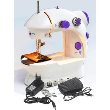 Imagem de Mini Máquina De Costura Com Pedal Reta Portátil Branca 110v/220v Elétr
