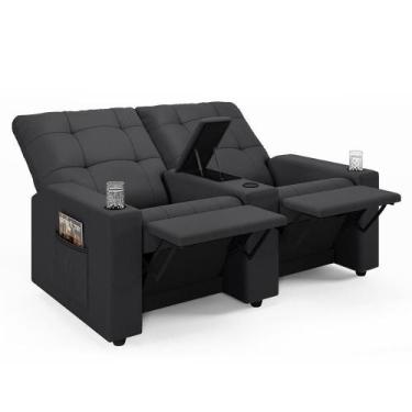 Imagem de Poltrona Do Papai Reclinável Cinema 2 Lugares Manual Baú Usb Haifa F05