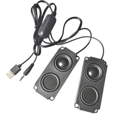 Imagem de Alto-falantes USB para computador, tamanho pequeno, conector de 3,5 mm