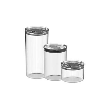 Imagem de Kit de Potes Herméticos Ou Redondos 3 Peças Linha Duo Lock, Natural